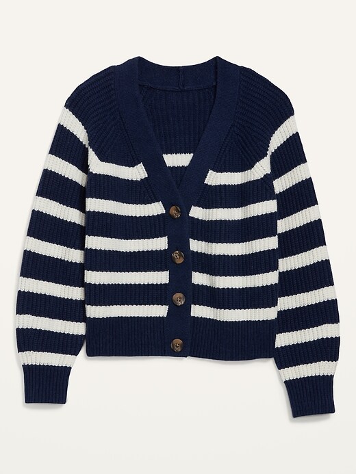 Image number 4 showing, Brushed Striped Shaker-Stitch Cardigan Sweater