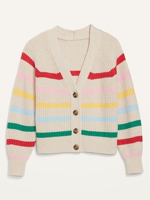 Image number 4 showing, Brushed Striped Shaker-Stitch Cardigan Sweater for Women