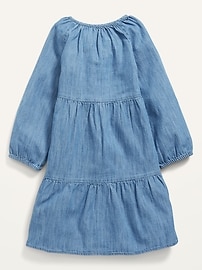 View large product image 3 of 3. Long-Sleeve Tiered All-Day Jean Dress for Girls