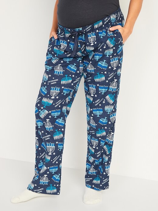 Image number 1 showing, Maternity Holiday Flannel Pajama Pants