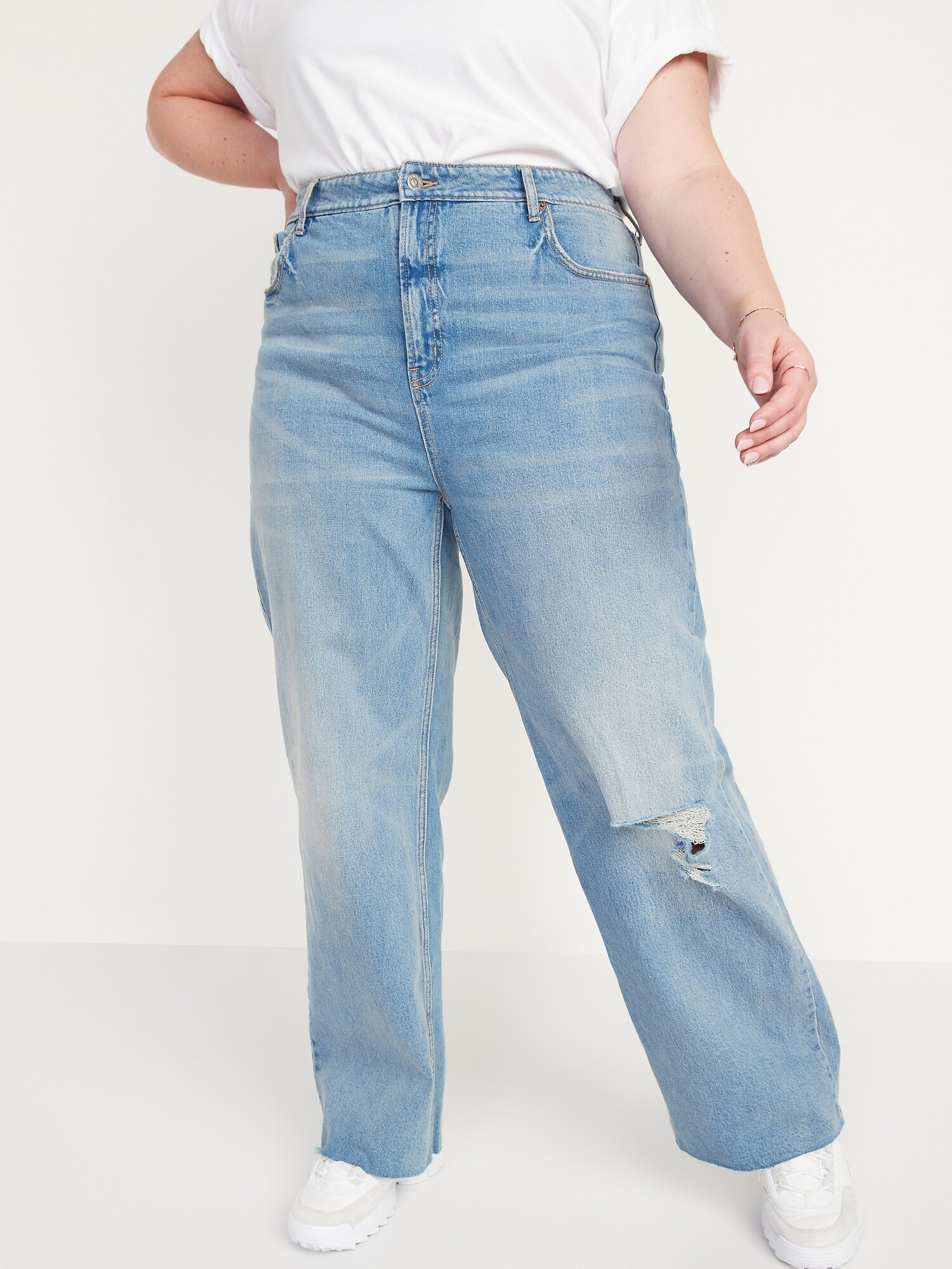 Wide-Leg Ripped Jeans for Women 