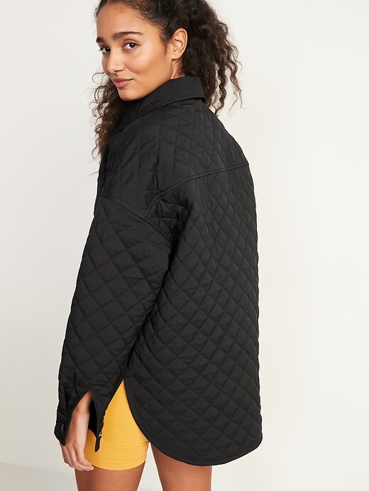 StretchTech Oversized Quilted Shacket for Women Old Navy