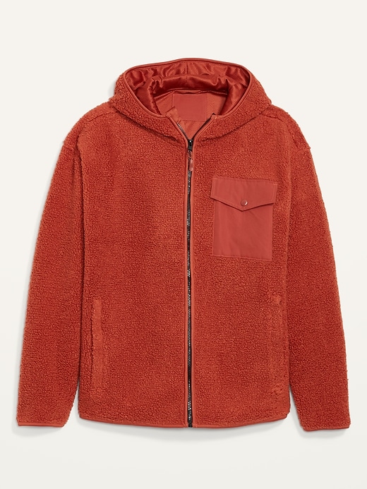 View large product image 2 of 2. Cozy Sherpa Hooded Zip Jacket