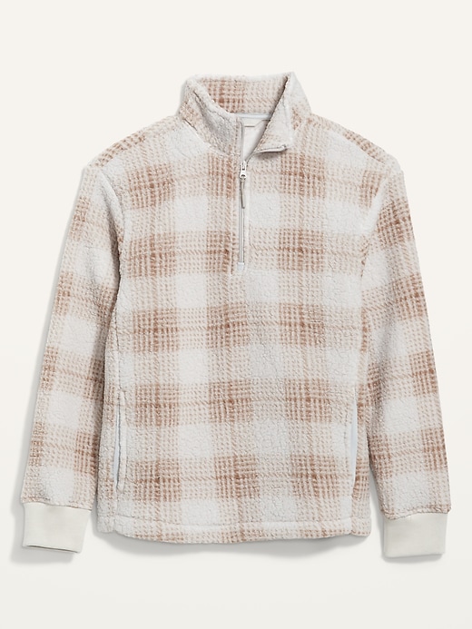 Image number 2 showing, Cozy Patterned Sherpa Quarter-Zip Sweatshirt for Men