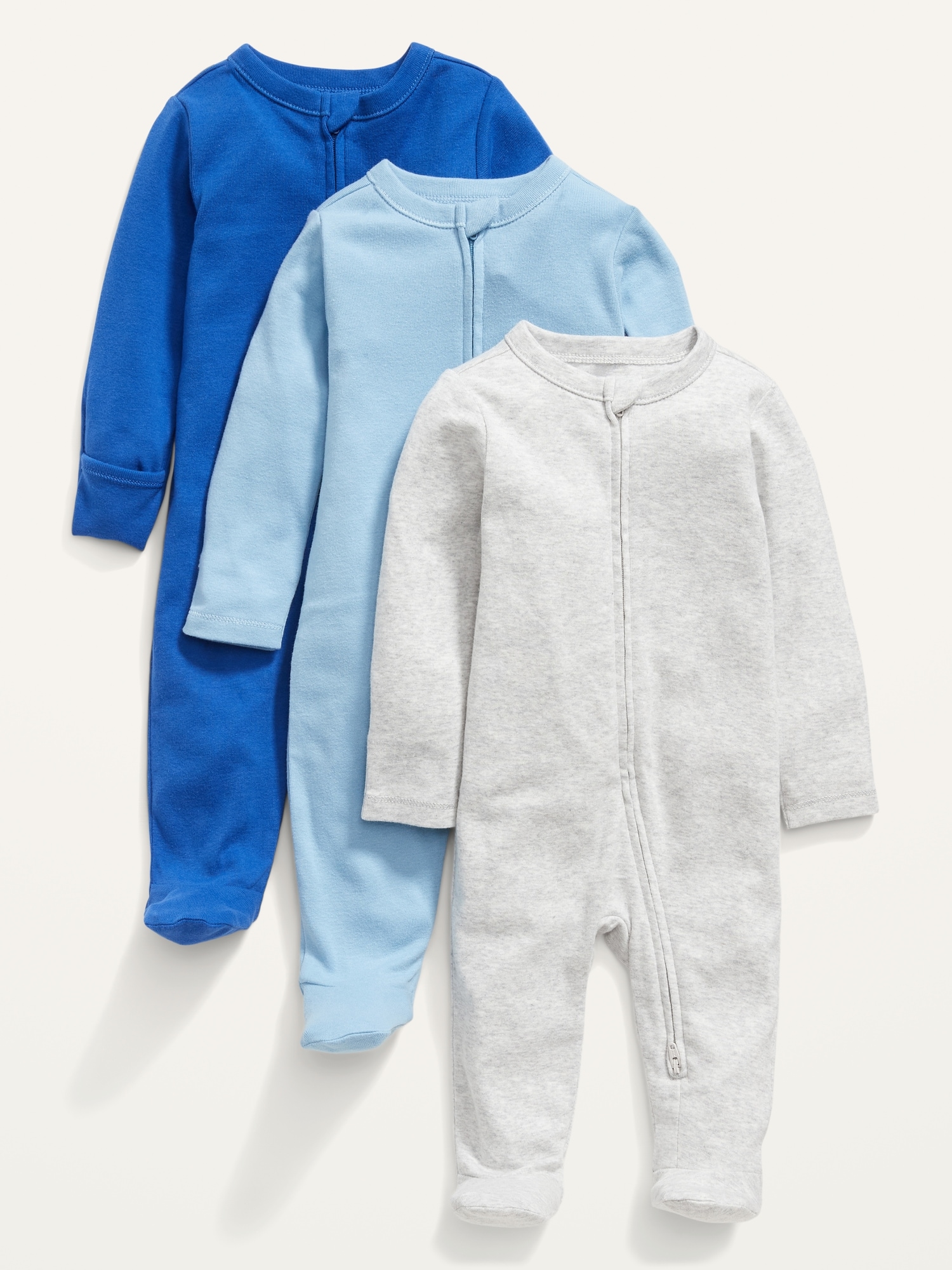 Old Navy Unisex 1-Way Zip Sleep & Play One-Piece 3-Pack for Baby blue. 1