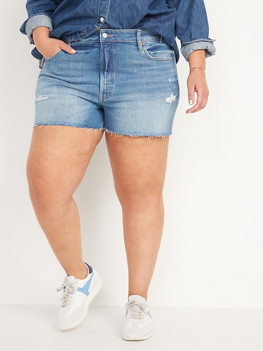 Image number 7 showing, High-Waisted O.G. Straight Ripped Cut-Off Jean Shorts for Women -- 3-inch inseam