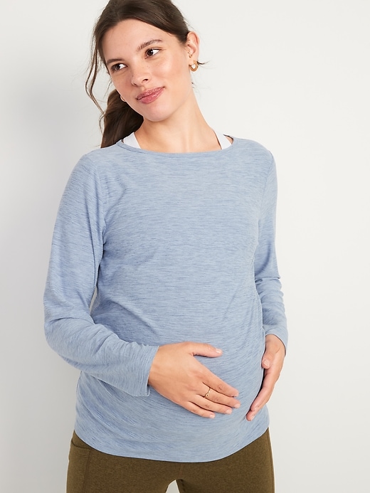 View large product image 1 of 1. Maternity Breathe ON Mesh-Back Long-Sleeve T-Shirt