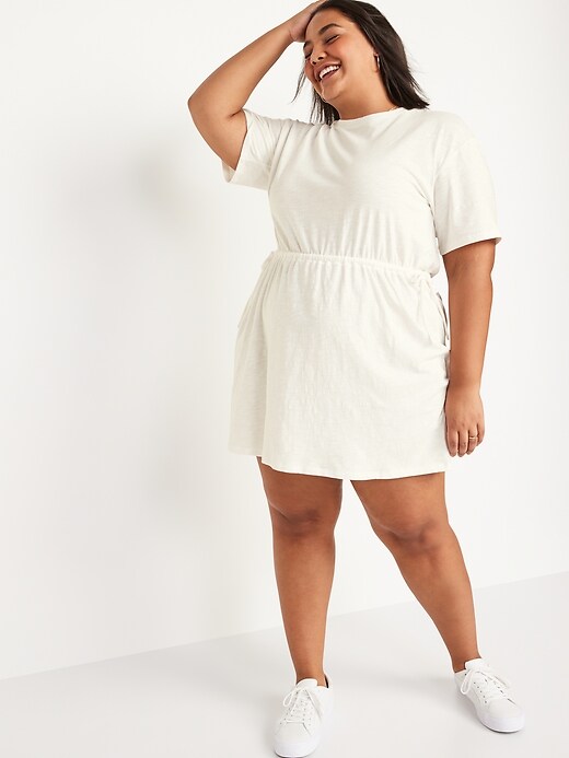 Image number 7 showing, Waist-Defined Short-Sleeve Slub-Knit Mini T-Shirt Dress for Women