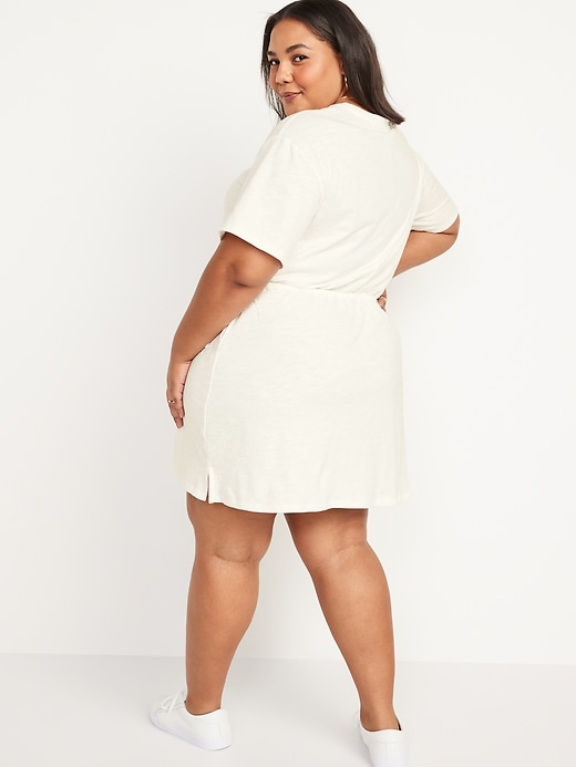Image number 8 showing, Waist-Defined Short-Sleeve Slub-Knit Mini T-Shirt Dress for Women