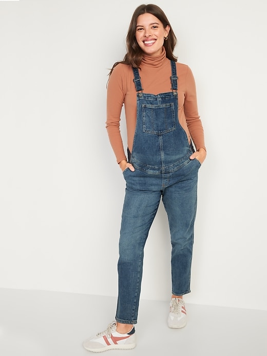 View large product image 1 of 1. Maternity Side-Panel O.G. Straight Jean Overalls