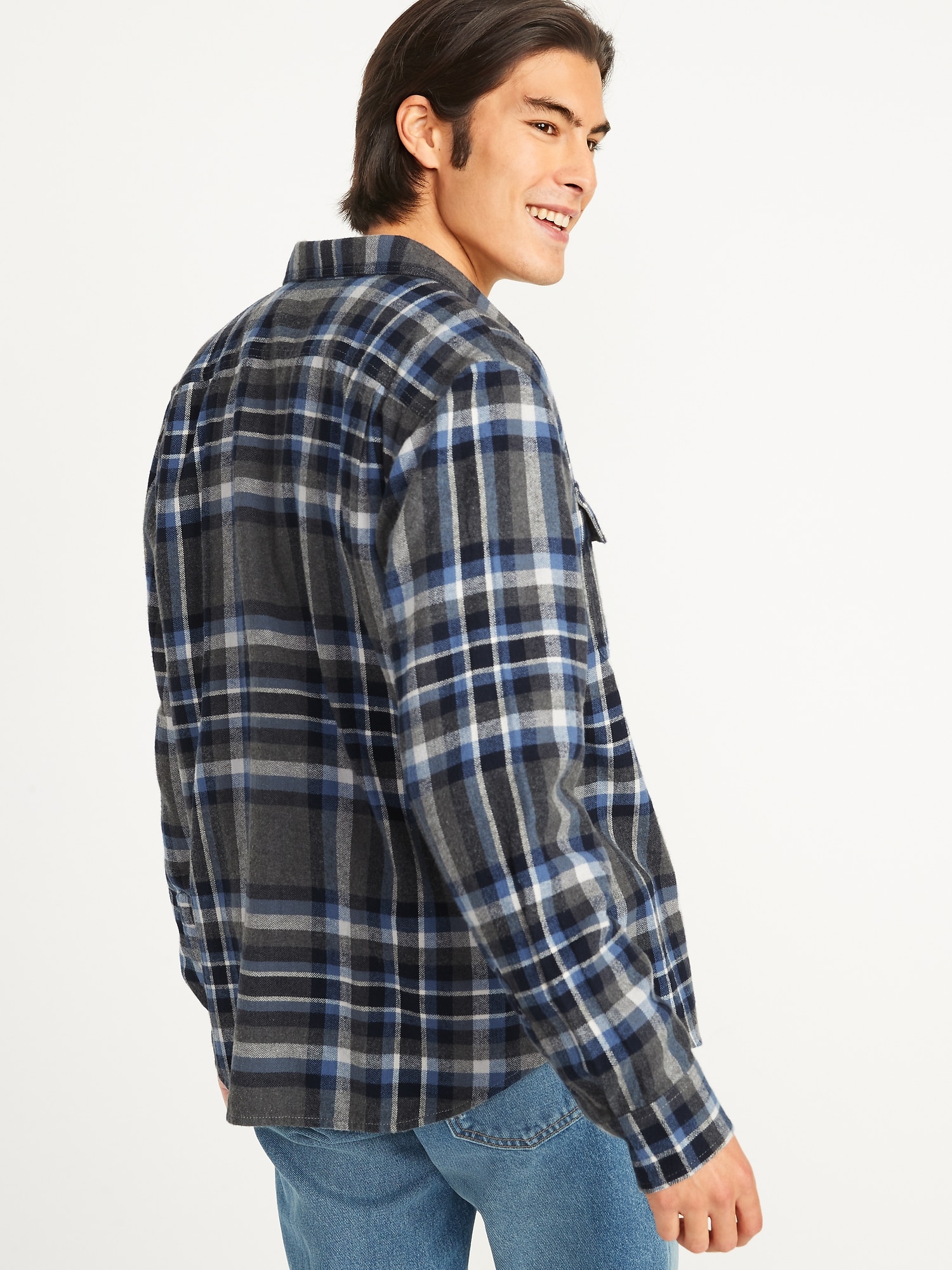 Regular-Fit Plaid Flannel Shirt for Men