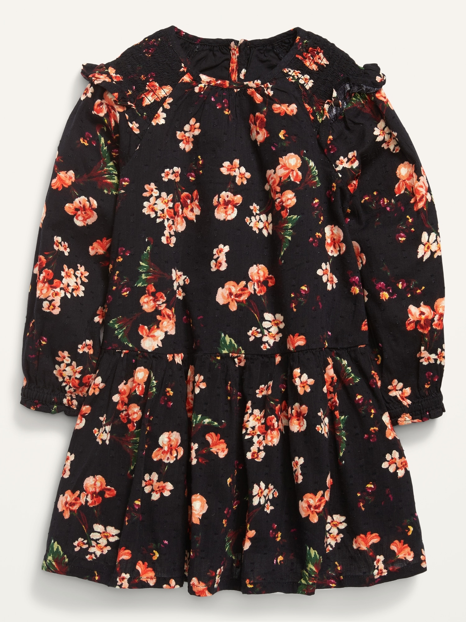 Floral-Print Clip-Dot Smocked-Shoulder Dress for Toddler Girls | Old Navy