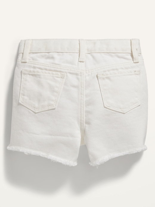View large product image 2 of 2. High-Waisted White Jean Cut-Off Shorts for Toddler Girls