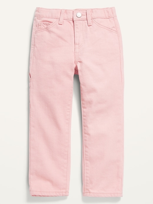 View large product image 1 of 2. Pink-Wash Workwear-Pocket Wide-Leg Jeans for Toddler Girls