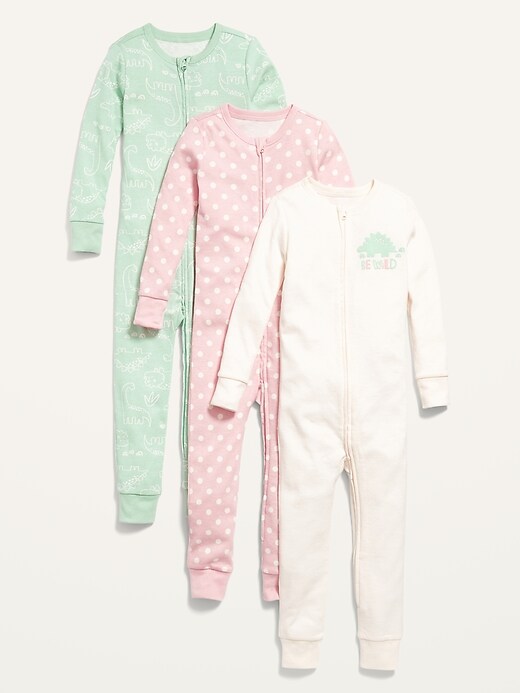 View large product image 1 of 1. Unisex 1-Way-Zip One-Piece Pajamas 3-Pack for Toddler & Baby
