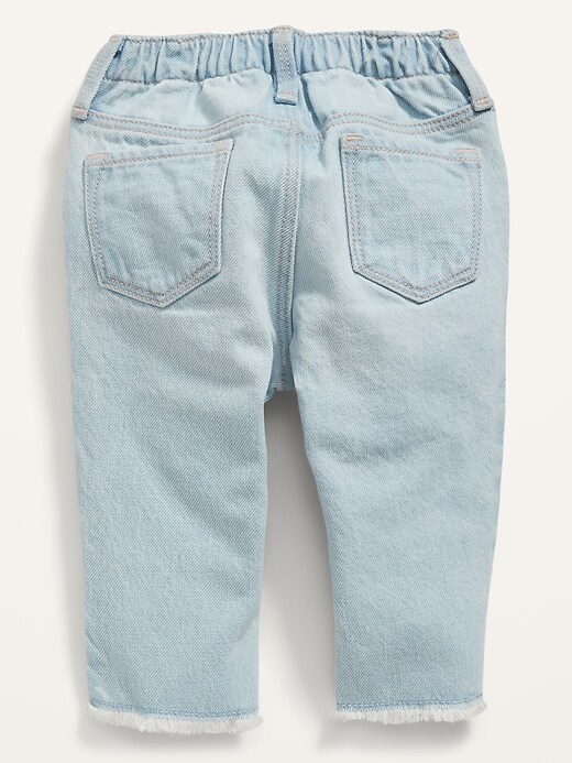 View large product image 2 of 2. Unisex Slouchy Straight Frayed-Hem Jeans for Baby