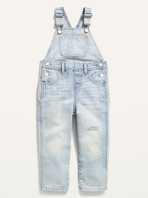 View large product image 1 of 2. Unisex Distressed Light-Wash Jean Overalls for Toddler