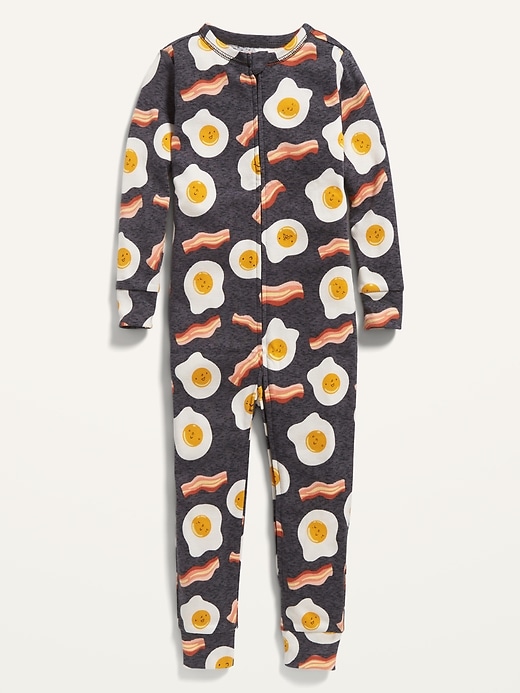 View large product image 1 of 2. Unisex 1-Way-Zip Printed One-Piece Pajamas for Toddler & Baby