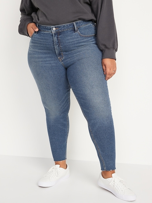 Image number 7 showing, High-Waisted Rockstar Super-Skinny Cut-Off Ankle Jeans for Women