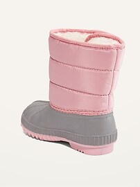 View large product image 3 of 4. Unisex Quilted Sherpa-Lined Snow Boots for Toddler