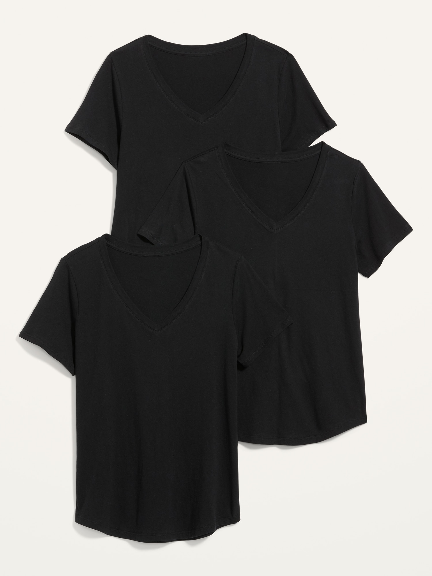 Old Navy EveryWear V-Neck T-Shirt 3-Pack for Women black. 1