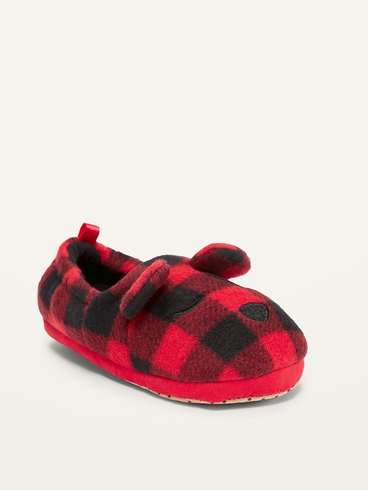 Old Navy Unisex Microfleece Plaid Critter Slippers for Toddler. 1