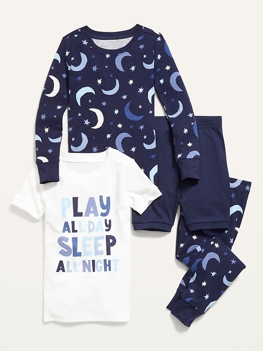 View large product image 1 of 1. Unisex Graphic 4-Piece Pajama Set for Toddler & Baby
