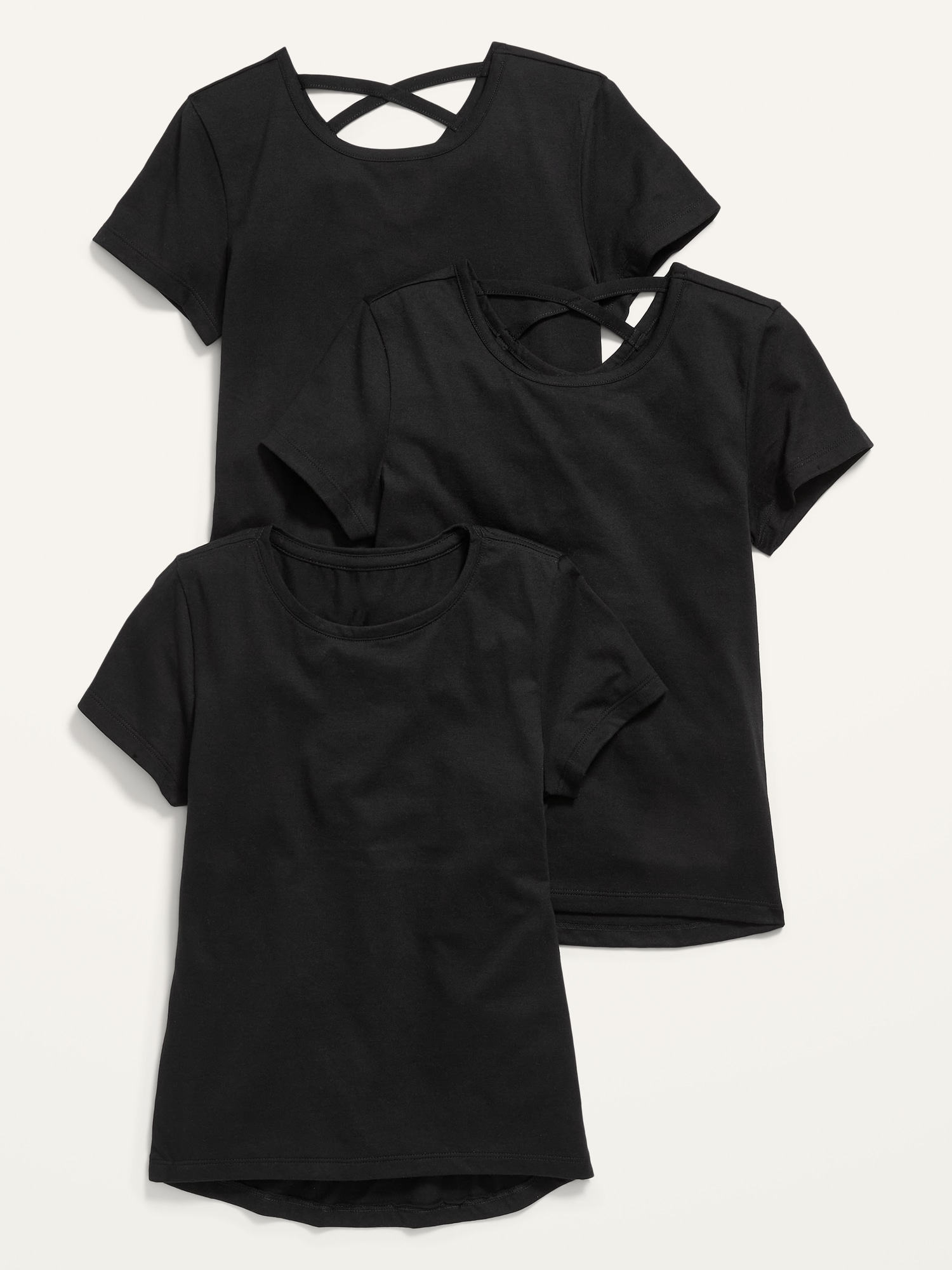 Old Navy Softest Short-Sleeve T-Shirt Variety 3-Pack for Girls black. 1