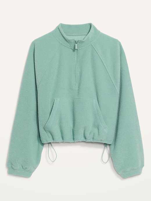 Long-Sleeve Quarter-Zip Oversized Textured Sweatshirt for Women | Old Navy