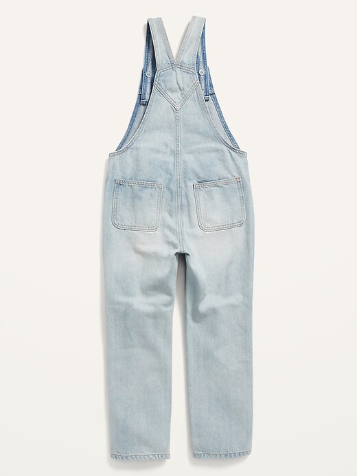 View large product image 2 of 3. Slouchy Straight Light-Wash Ripped Jean Overalls for Girls