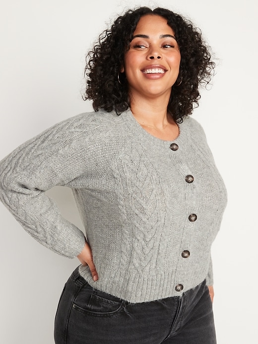 Cropped Cable-Knit Cardigan Sweater | Old Navy