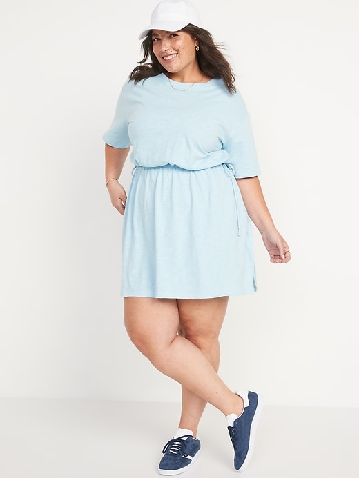 Waist-Defined Short-Sleeve Slub-Knit Mini T-Shirt Dress for Women | Old Navy