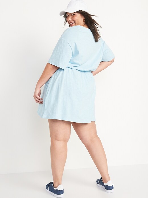 Waist-Defined Short-Sleeve Slub-Knit Mini T-Shirt Dress | Old Navy