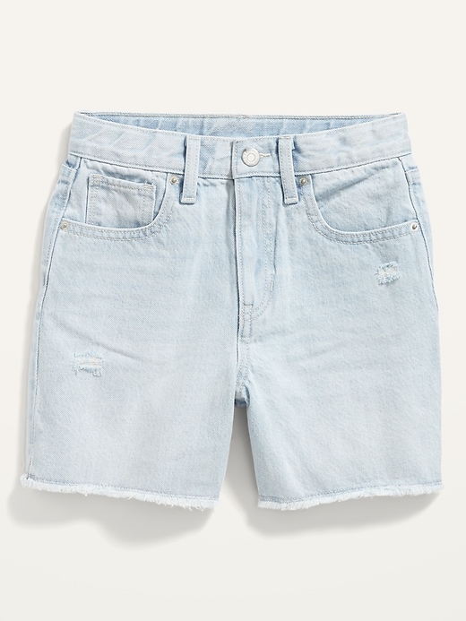 View large product image 1 of 2. High-Waisted Built-In Tough Ripped Jean Midi Shorts for Girls