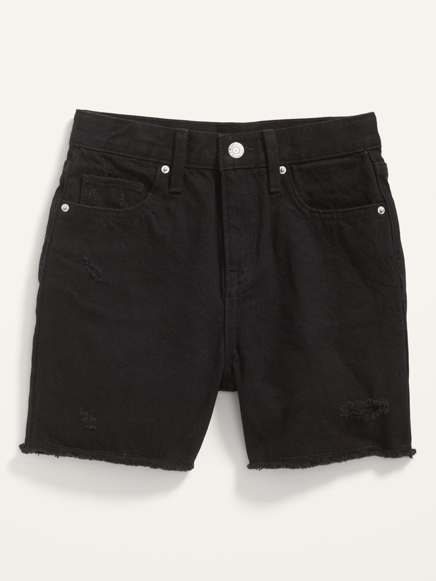 High-Waisted Slouchy Straight Ripped Jean Midi Shorts for Girls | Old Navy