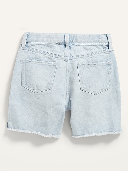 View large product image 2 of 2. High-Waisted Built-In Tough Ripped Jean Midi Shorts for Girls