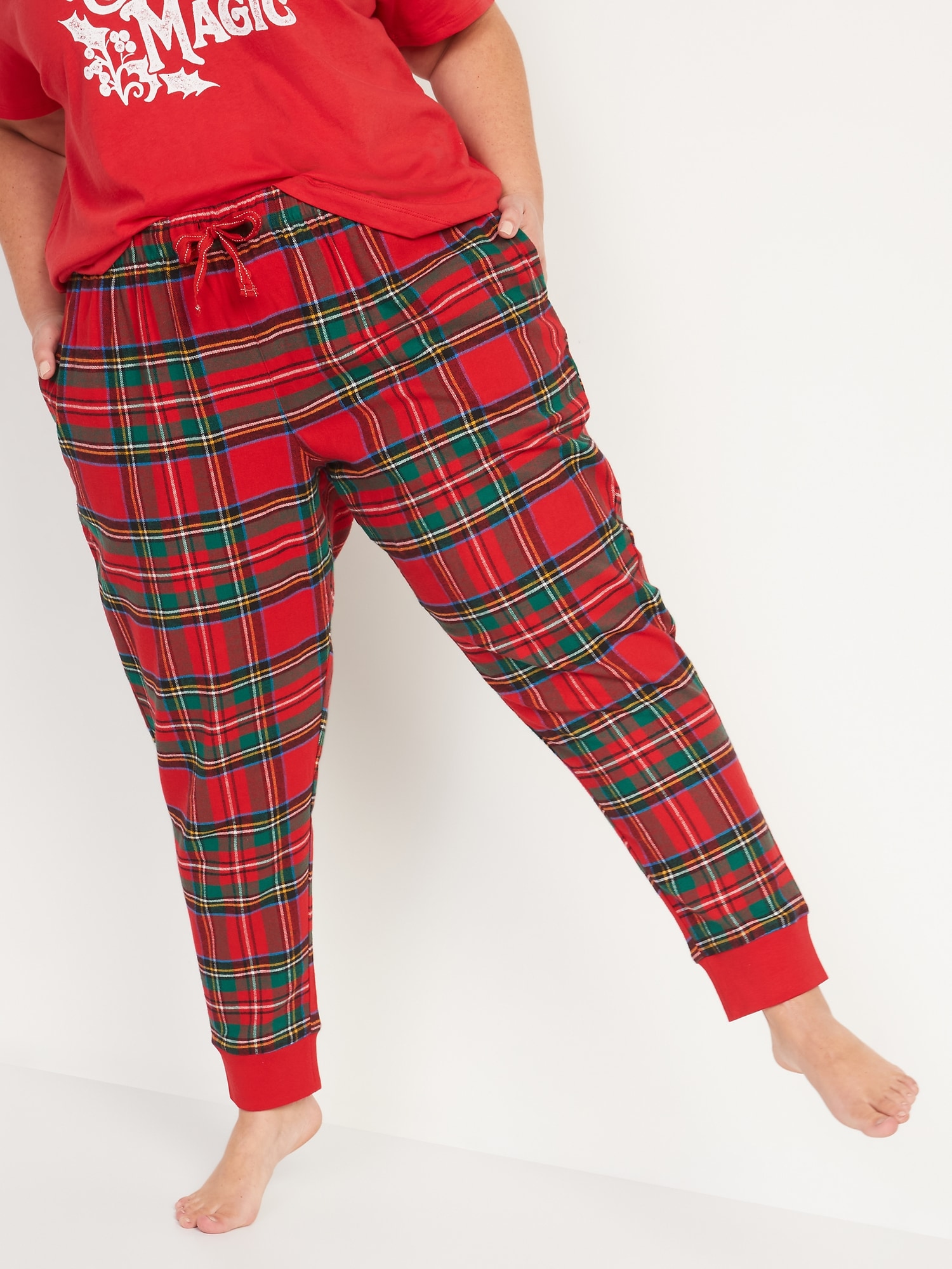 patterned flannel jogger pajama pants for women