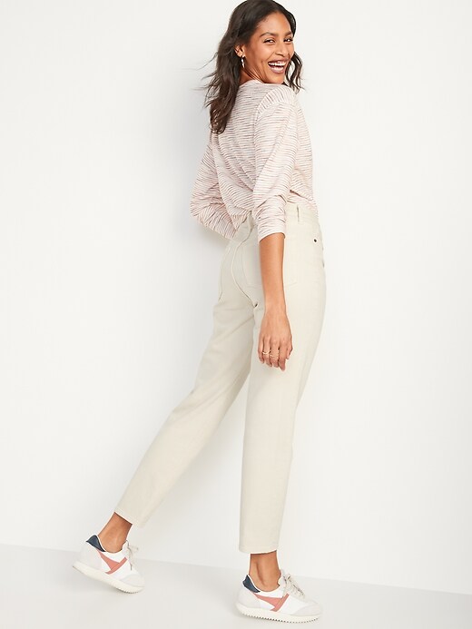 Image number 6 showing, High-Waisted Button-Fly O.G. Straight White Ankle Jeans for Women