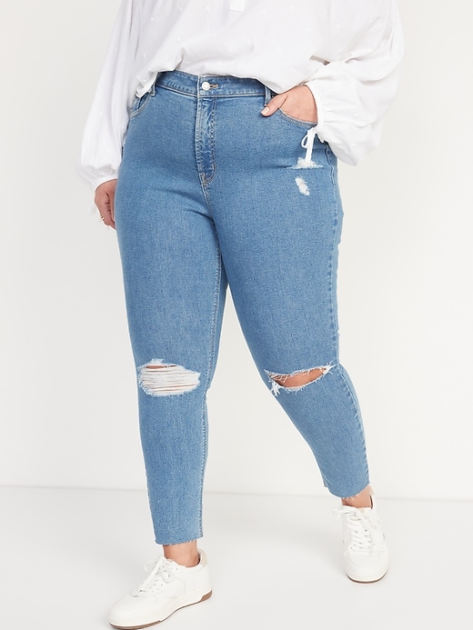 Image number 7 showing, High-Waisted Rockstar Super-Skinny Ripped Ankle Jeans
