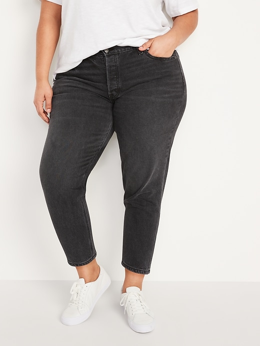 Image number 7 showing, Mid-Rise Button-Fly Slouchy Taper Cropped Non-Stretch Jeans for Women