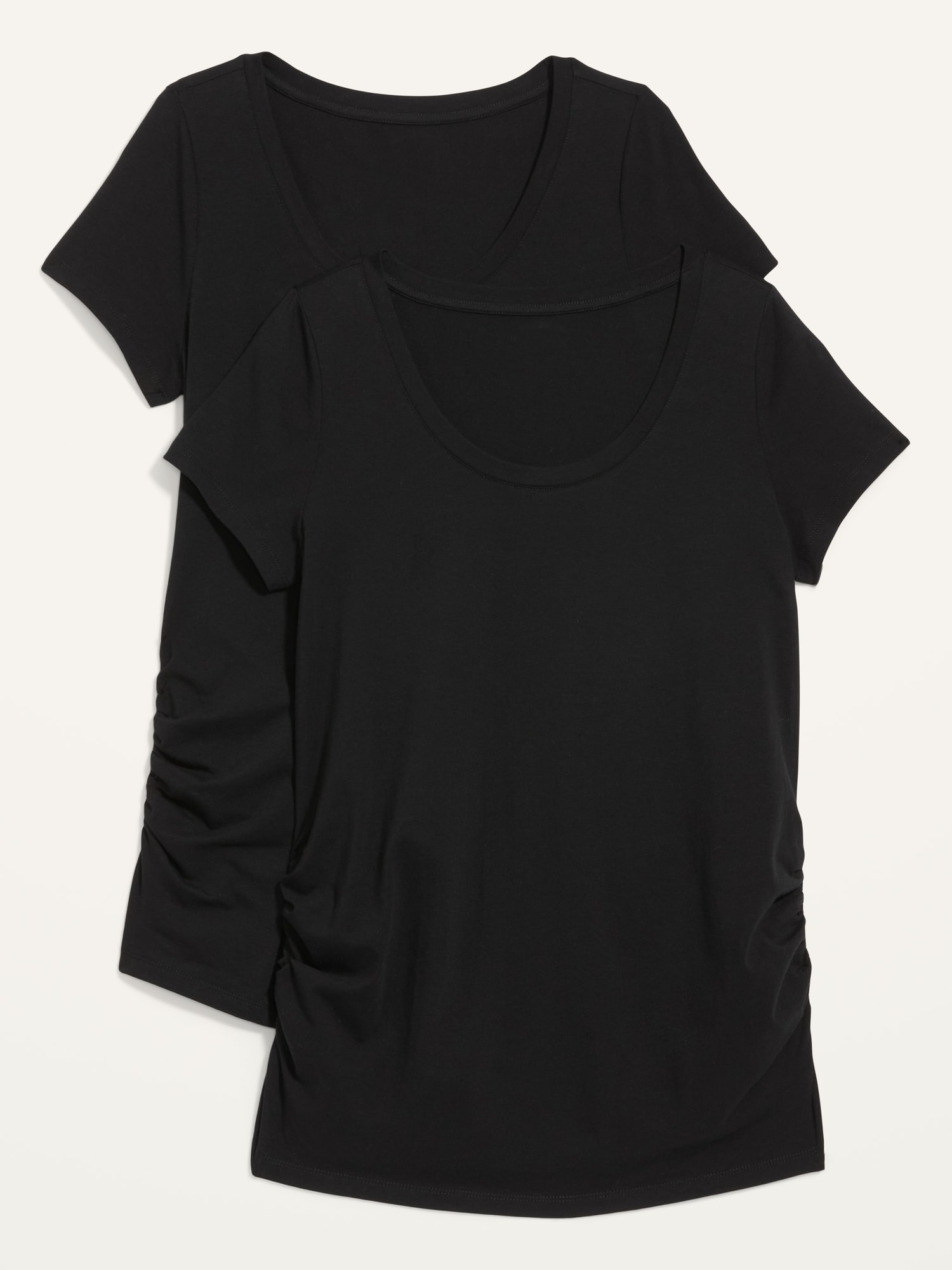 Old Navy Maternity Scoop-Neck Side-Shirred T-Shirt 2-Pack black. 1