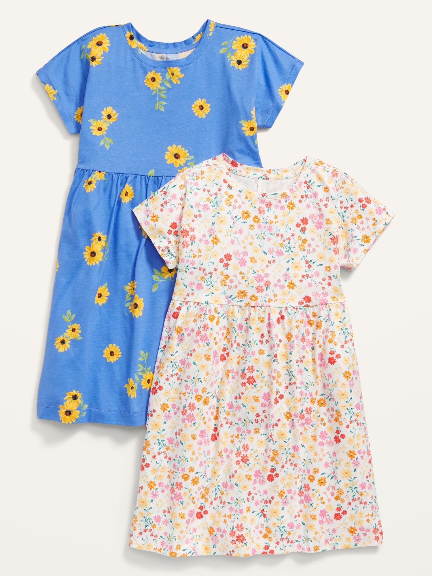 Oldnavy Short-Sleeve Printed Swing Jersey-Knit Dress 2-Pack for Girls