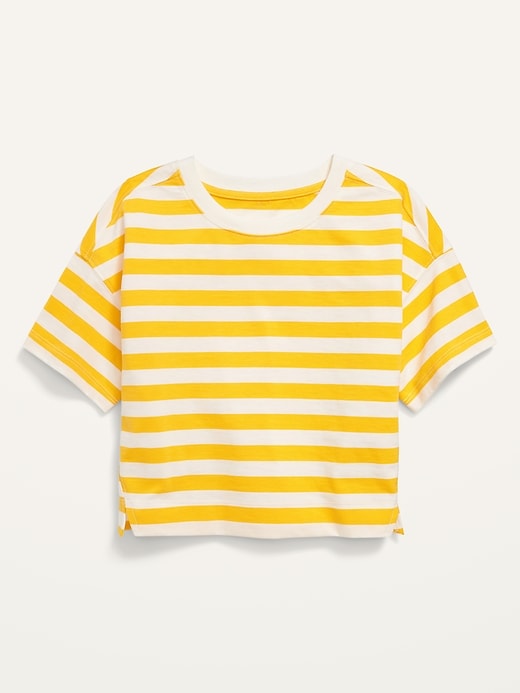 View large product image 1 of 1. Loose Striped Cropped T-Shirt for Girls