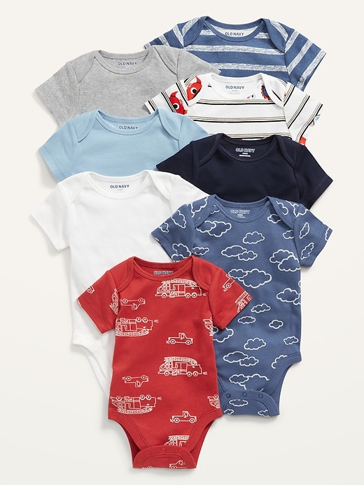 View large product image 1 of 3. Unisex Short-Sleeve Bodysuit 8-Pack for Baby