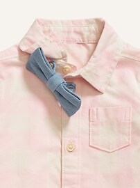 View large product image 3 of 3. Short-Sleeve Gingham Pocket Shirt & Bow-Tie Set for Baby