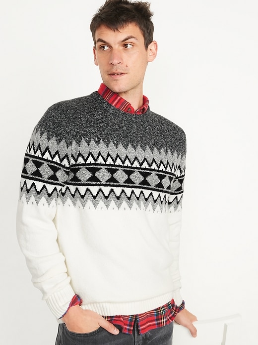 Image number 2 showing, Cozy Fair Isle Gender-Neutral Crew-Neck Sweater for Adults