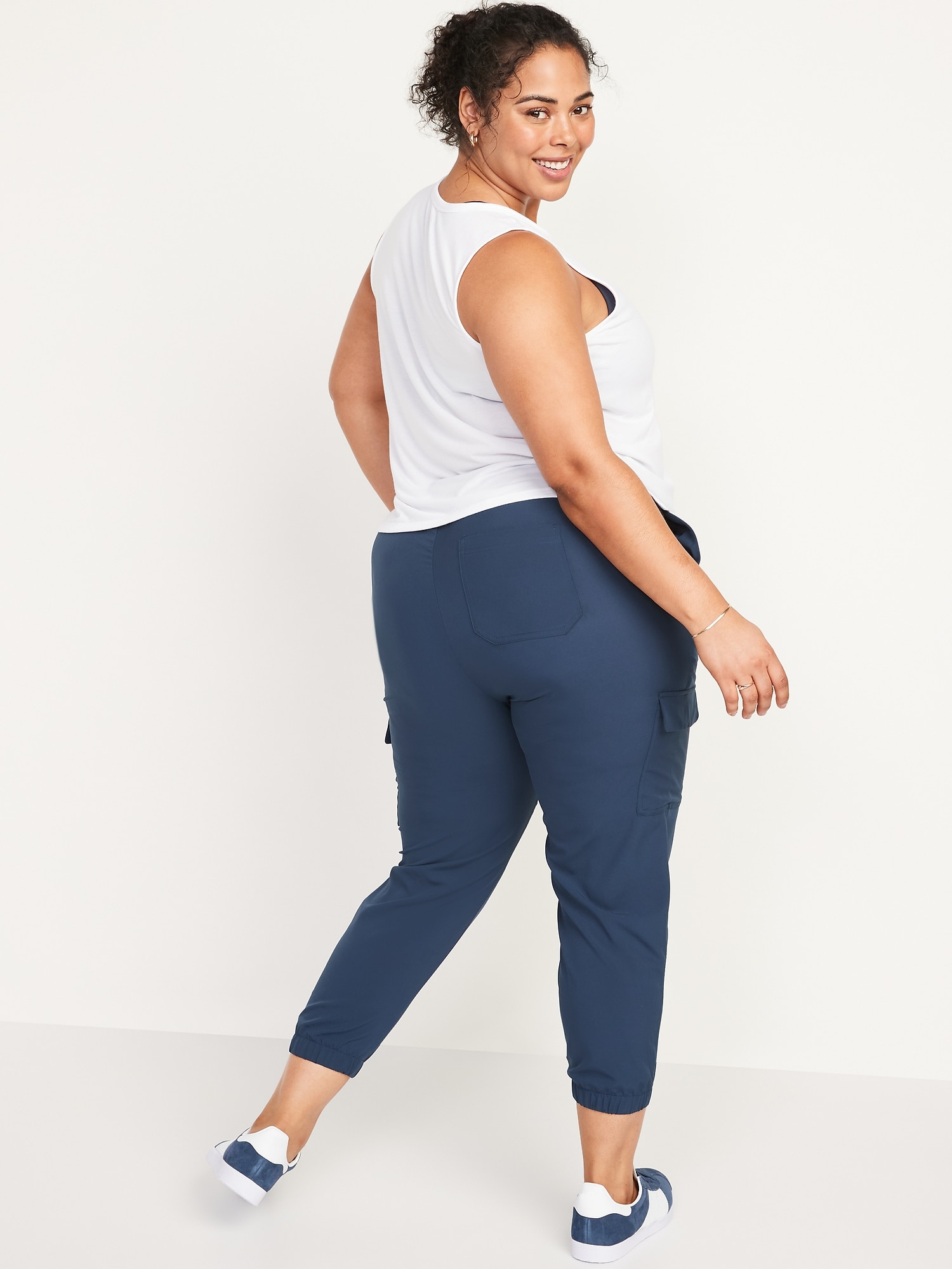 high waisted stretchtech cargo jogger pants for women