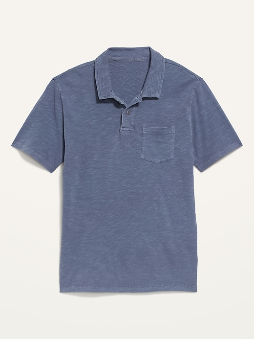 View large product image 1 of 1. Vintage Garment-Dyed Slub-Knit Polo Shirt
