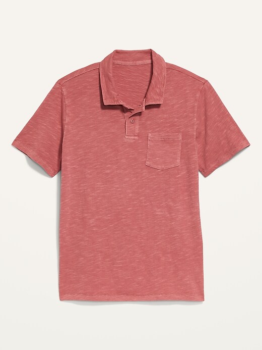 Image number 1 showing, Vintage Garment-Dyed Slub-Knit Polo Shirt for Men
