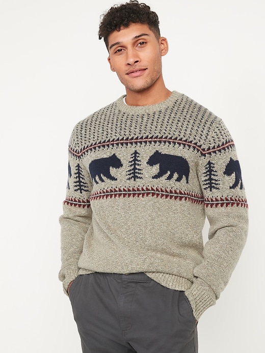 Image number 2 showing, Cozy Fair Isle Gender-Neutral Crew-Neck Sweater for Adults